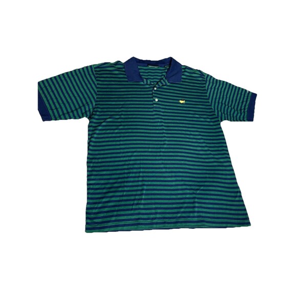 Vintage Masters Collection Polo Men's XL Green/Blue Striped Logo Golf Cotton - Picture 1 of 6